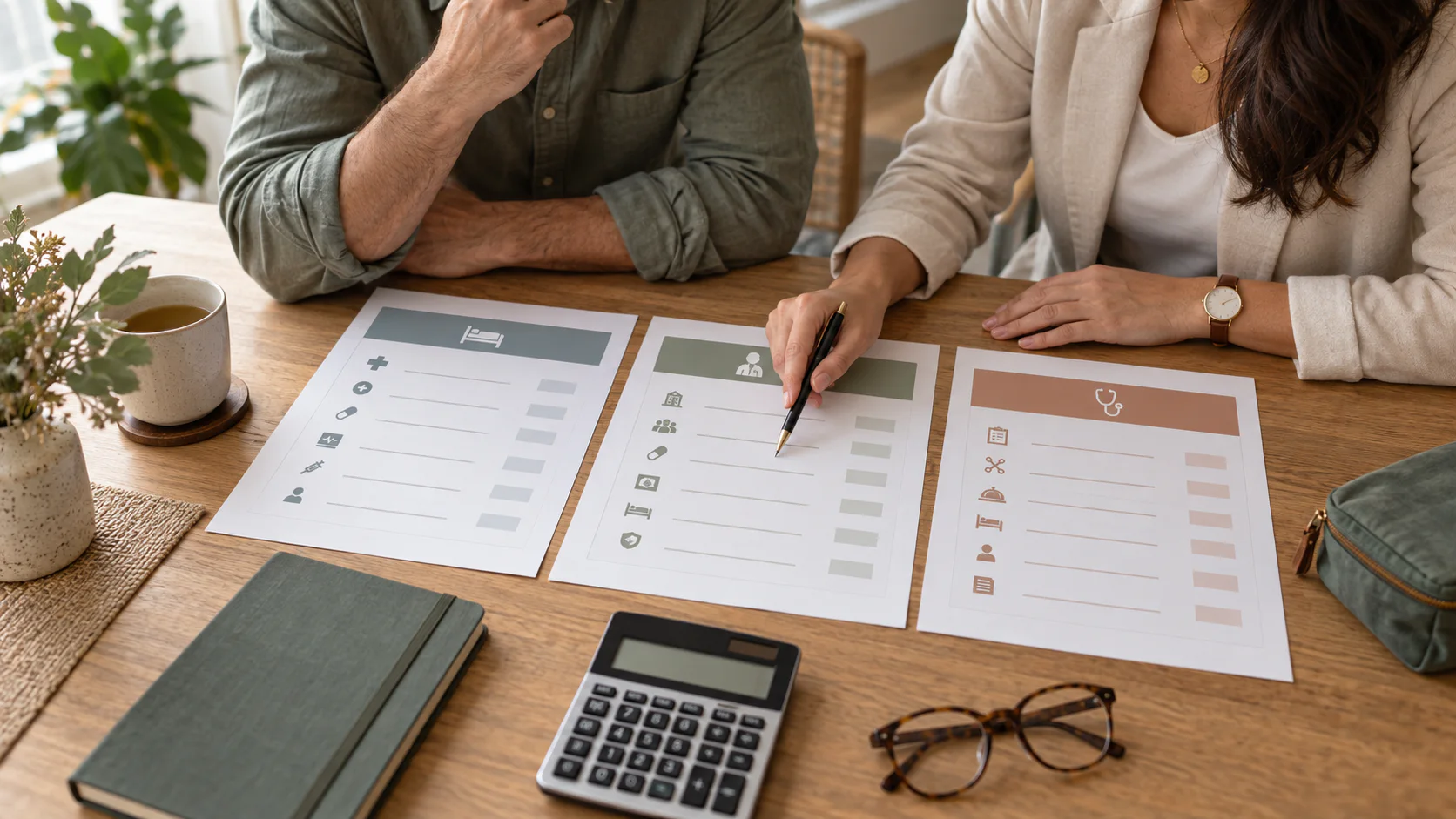International patient comparing itemized hospital treatment estimates with a care coordinator